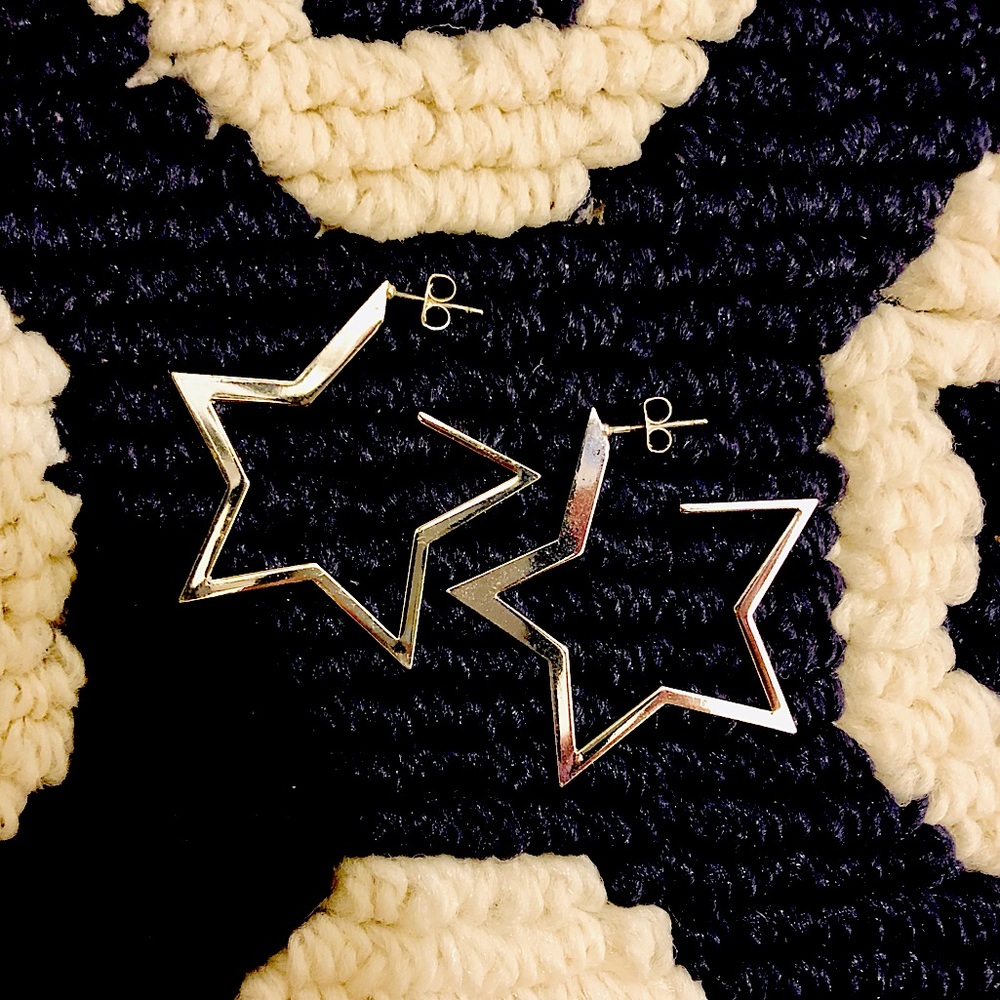 Star earrings, silver fashion